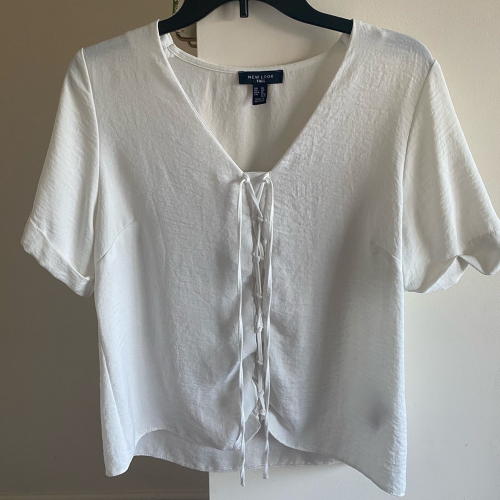 New Look Lace Up White Tee